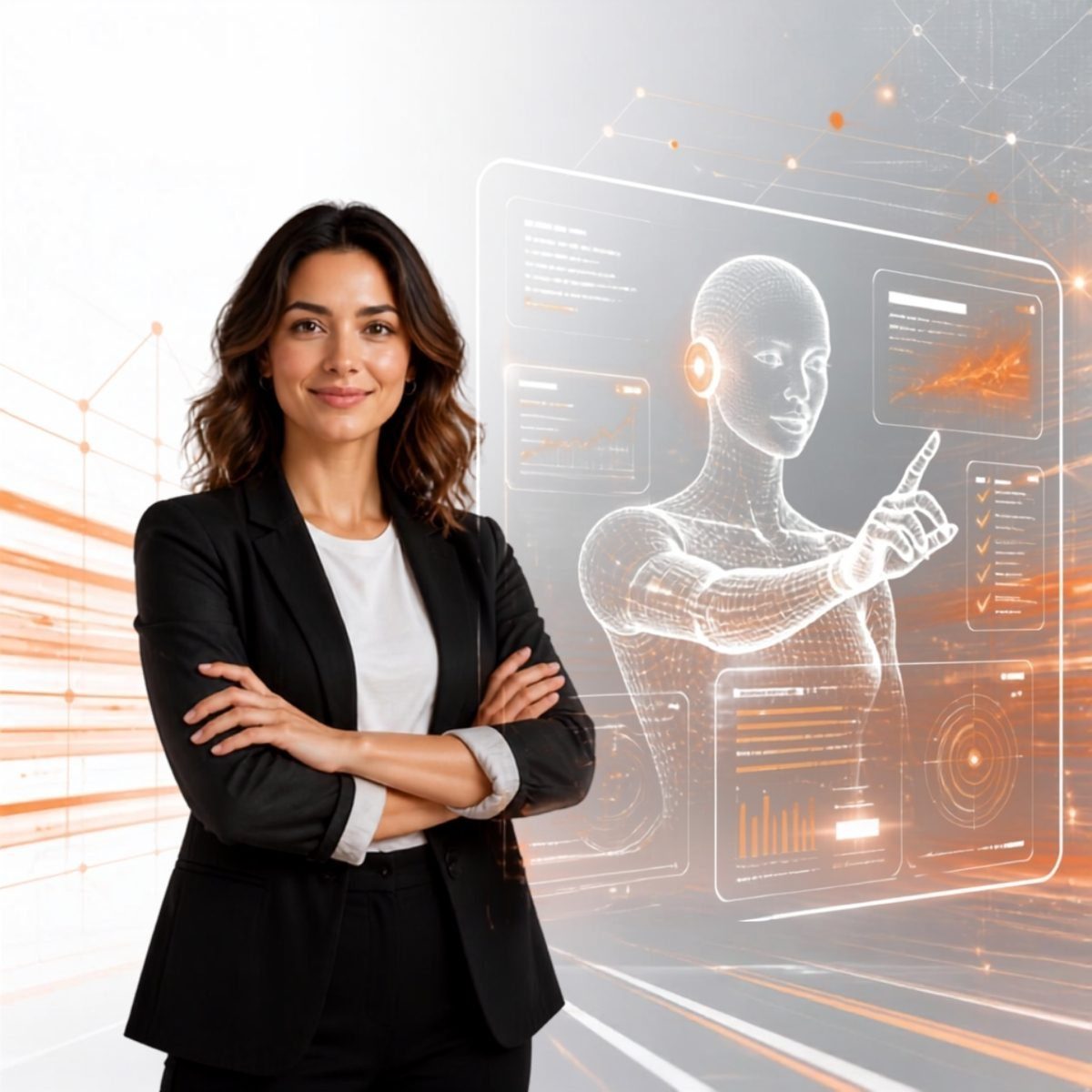 A professional working with an AI Co-Worker
